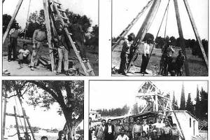 Εικ.1, Εγκαταστάσεις λιγνιτωρυχείου σε λειτουργία. Πηγή: Θεοδωρόπουλος Αντώνης, 
«Ηράκλειο Αττικής (Ιφιστία-Ηφαιστία-Αράκλι), 508 π.Χ. - 1995», Αθήνα 1997.