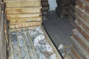 Ξύλινα κιβώτια με δείγματα λευκολίθου ποικίλων διαστάσεων και ποιοτήτων από το ορυχείο λευκολίθου Αποστολίδη_2003 Τεκμηριωτής Μαρία Μαυροειδή
πηγή: http://pandektis.ekt.gr/