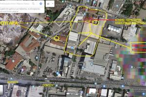 απεικόνιση στα google maps η τοποθεσία των φουγάρων και του κτιρίου παραγωγής ηλεκτρικής ενέργειας