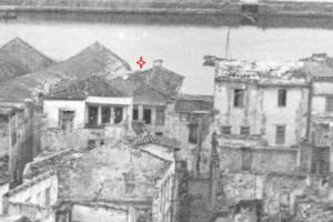 Χειμώνας του 1941, στο κοκκινο σημάδι το κτίριο, Αρχείο κου Μανώλη Μανούσακα.