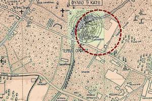 Χωροθέτηση βυρσοδεψείου με την επωνυμία ΓΙΑΝΝΟΠΟΥΛΟΥ. Πηγή: Ημικτηματολογικός χάρτης Λεκανοπεδίου Αττικής, Δ. Διαμαντόπουλος δεκ. 1950