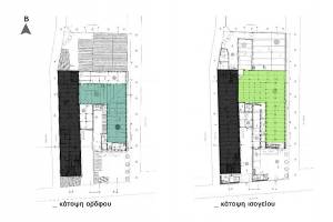 Κάτοψη ισογείου και ορόφου συγκροτήματος βυρσοδεψείου, μετά το 1956,όταν έχει διαμορφωθεί στη σημερινή του κατάσταση. Πηγή: Κατσαρός Μιλτιάδης, Κολτσίδα Μαρία, Αιτιολογική Έκθεση-Τεχνική Περιγραφή μελέτης Αποτύπωση υπάρχουσας κατάστασης βιομηχανικού συγκροτήματος, Ορφέως 174-6,2006