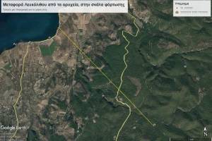 Η πορεία των βαγονιών από τα λατομεία στην σκάλα φόρτωσης στον Άγιο Παύλο